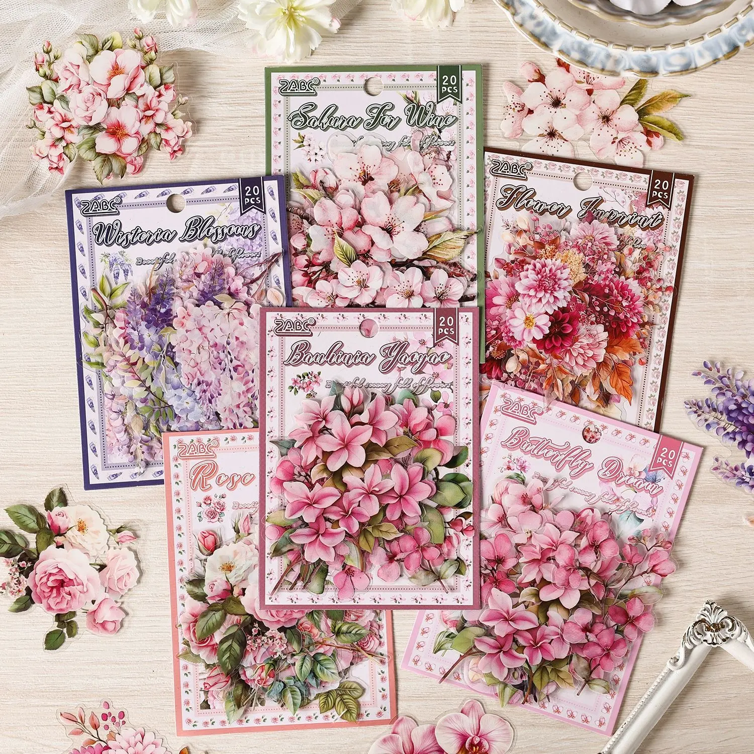A SET FOR 3 PACKS Vintage Creative DIY Multi Size Floral Customizable Sticker handmade journal collage decoration,scrapbook stickers, perfect for scrapbooking, journaling, planners, diaries, albums, gift wrapping, card making, and mixed media art projects