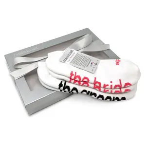 I am the bride® + I am the groom® 2-pair sock gift set in silver gift box