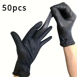 50pcs 4 Mil Disposable Nitrile Gloves, Food Safe, Powder-Free, Chemical Resistant, Non-Sterile, for Cooking, Cleaning
