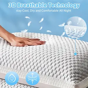 2pc Cooling Pillow for Side/Back/Stomach Sleepers Adjustable Height Breathable Washable for Warm Sleepers Comfortable Nights