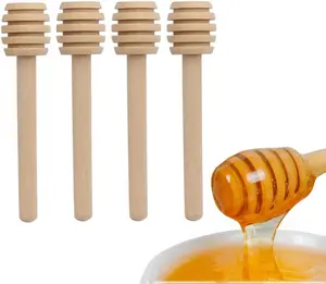 [New Deal] 4 Pcs Wooden Honey Dipper Sticks,3 Inches Honey Comb Stick Honey Spoon Honey Wand for Honey Collecting Dispensing Drizzling Jam, Cooking Utensil Sets, Kitchen