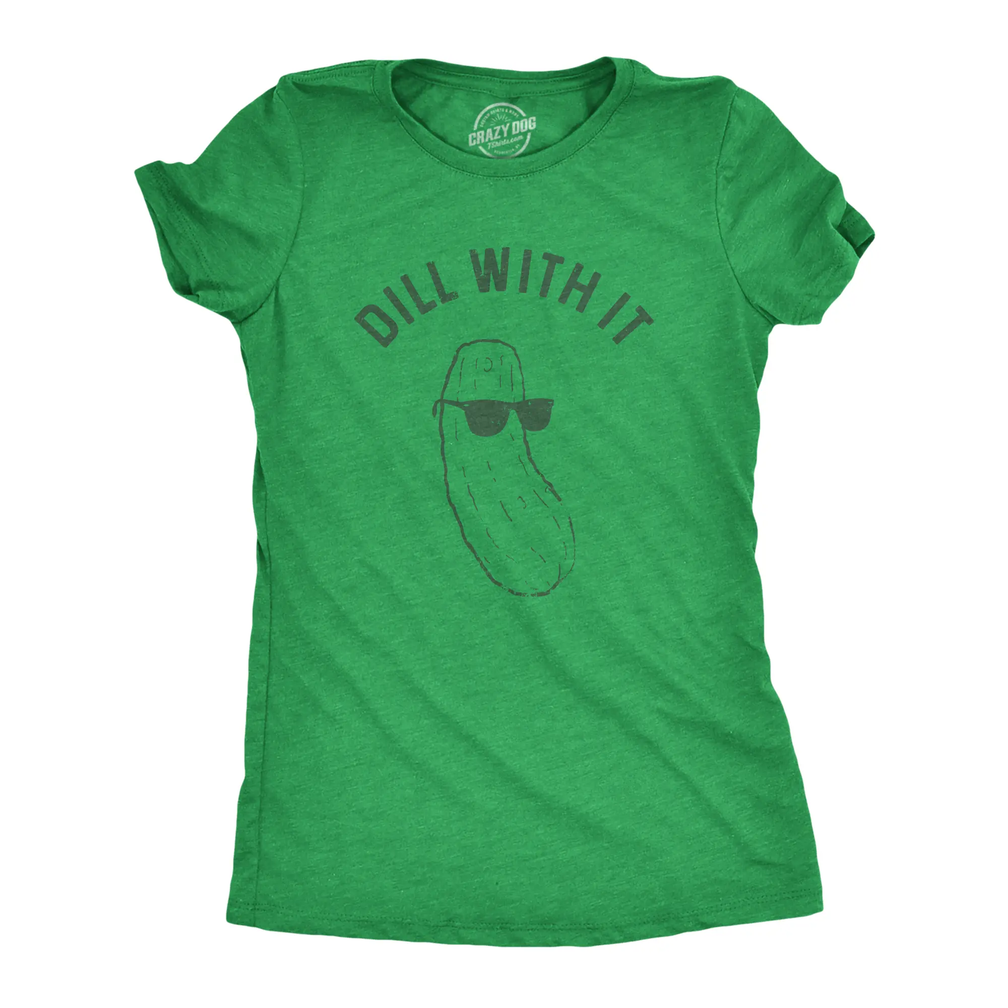 Womens Dill With It T Shirt Funny Cool Sunglasses Pickle Tee for Ladies Funny Womens T Shirts Cute Vintage Fashion Casual Ladies T-Shirt Gift Funny Food Top Women's Novelty Tees