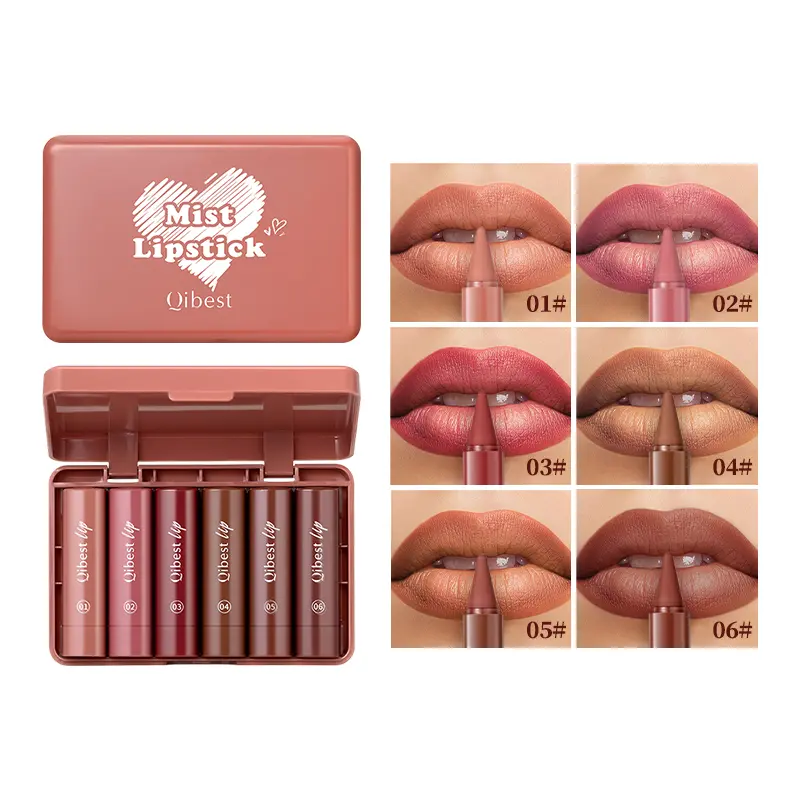 Long-Lasting Matte Lipstick Set, Luxurious Long-Lasting 6-Piece Matte Lip Balm Set, Easy-to-Apply Lipsticks, Suitable for Girls and Women, Lip Makeup for All Occasions, Lip Products, Gloss, Lipstick Kit, Lip Kit Sets, Long-Lasting Matte