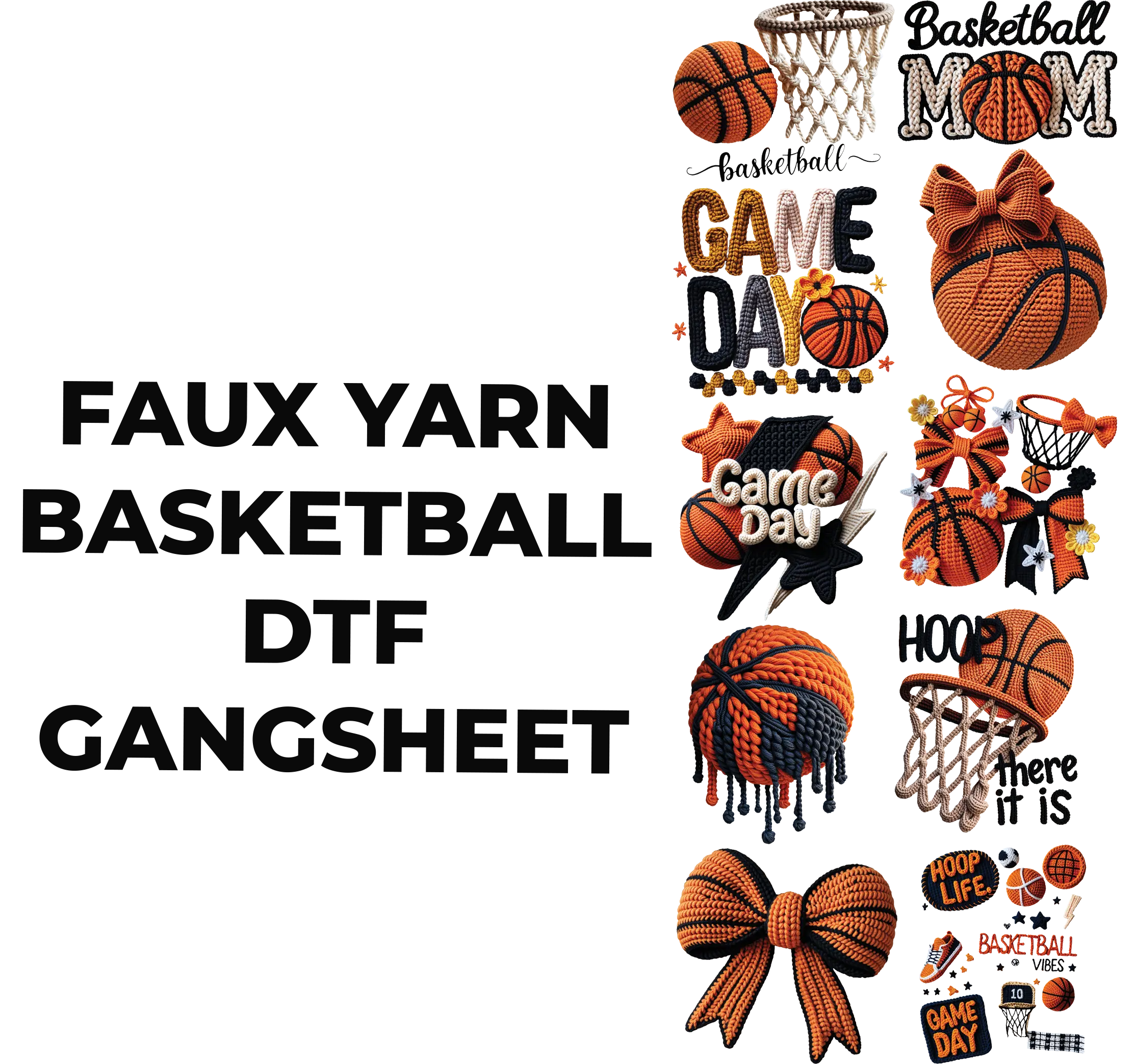 FAUX YARN BASKETBALL DTF GANGSHEET FOR SHIRTMAKING FAUX YARN BASKETBALL DTF GANGSHEET FOR SHIRTMAKING