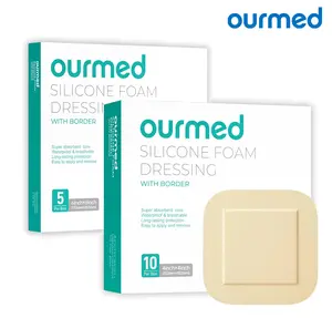 Ourmed Silicone Foam Dressing with Border Adhesive - Large Absorbent Waterproof Bandage for Wound Care, Foot Diabetic Ulcer, Leg Ulcer,（6" x 6", 4"x 4" - 10/5 Pack）