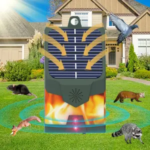 New Solar-Powered Animal Repeller, Variable Frequency Ultrasonic, LED Flame Light Flash, Indoor Outdoor Use, Pest Control Device, Electronic Pest Repellent, Home Pest Control