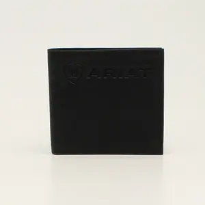Ariat Men’s Oversized Bi-Fold Wallet – Black Leather with Logo & Shield