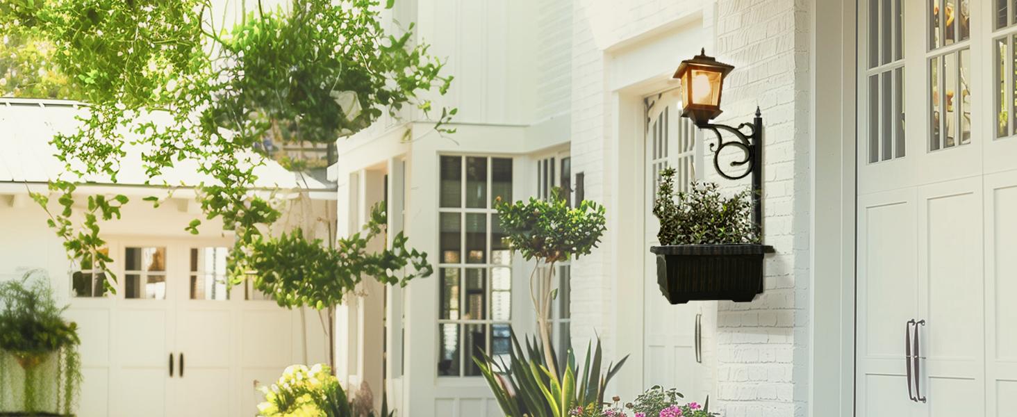 Hoodink Solar Post Light With Planter, Room Decor For Easter Wedding Decorations, Black Post Light, 2 In 1 Outdoor Solar Post Light For Porch Front Door Patio Roadside Decoration