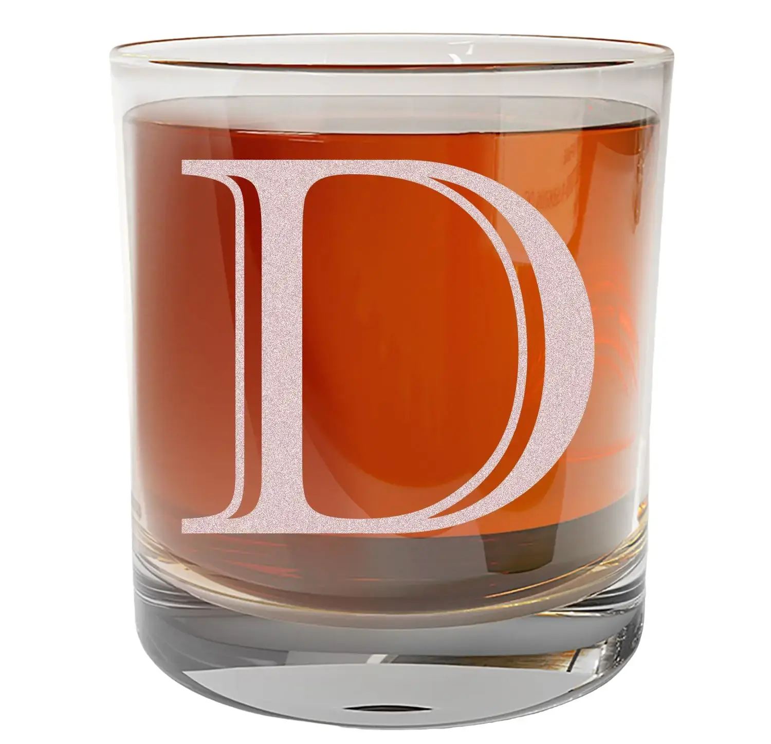 Etched Monogram 11oz Whiskey Rocks Glass (Letter D), A-Z Customized Bourbon Gifts for Men, Personalized Old Fashioned Scotch Glass, Custom Engraved Gifts for Him, Initial, Name, Regalos Personalizados