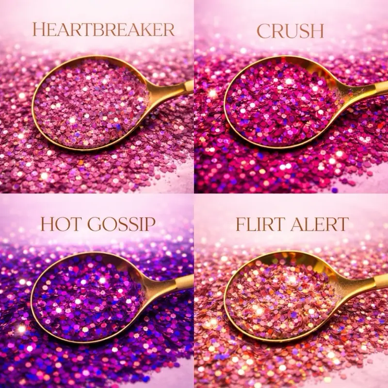 Reese & Riley Co. 4-Piece Holographic Glitter Bundle - Premium Chunky Iridescent Glitter, Illuminating Craft Supplies for DIY Tumblers, Unisex Glamorous Projects, Illuminating Iridescent Glitter