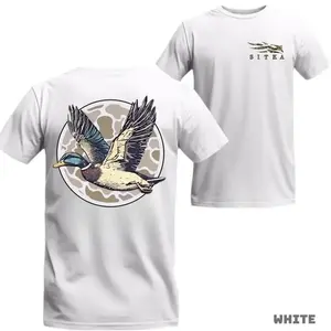 Unknown Sitka T-Shirt - Flying Mallard Duck with Circular Camo - Fashion Cotton T-Shirt, Streetwear Crewneck Menswear Tops, Duck Hunting Shirt, Cape Let Bee Eugene Emo Clothes New York Outfit Affliction Hoodie Deku Outfits Good Graphic Tees