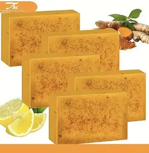 Buy 1 Get 1 Free Lemon Turmeric Kojic Acid Soap Bars Natural Exfoliating Brightening Soap For Face Body Dark Spots Hyperpigmentation Skin Care Handmade Cleansing Soap With Free Soap Saver Net Bags For All Skin Types