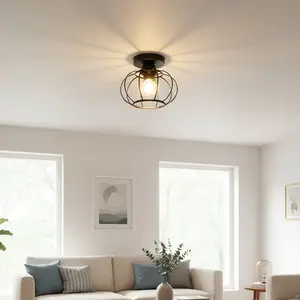 Modern Iron /gold Semi-Embedded Ceiling Light, Suitable for Kitchen Island, Hallway, Closet, Dining Room, Bedroom, E27 Base, No Bulb Included