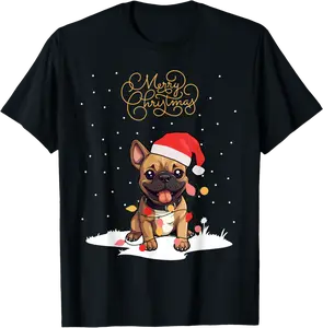 Santa Xmas Frenchie Merry Christmas French Bulldog Puppy T-Shirt - Zofisteffen Shop 25B0CJLDRJ7H