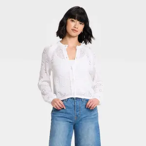 Women's Long Sleeve Openwork Cardigan - Universal Thread