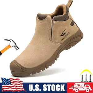 Work Boots for Men Steel Toe Boots Slip on Welding Boots Indestructible Mens Steel Toe shoe men Fireproof Safety Toe Shoes Construction Boots for Welder Men's Work & Safety Footwear lifesaver boots