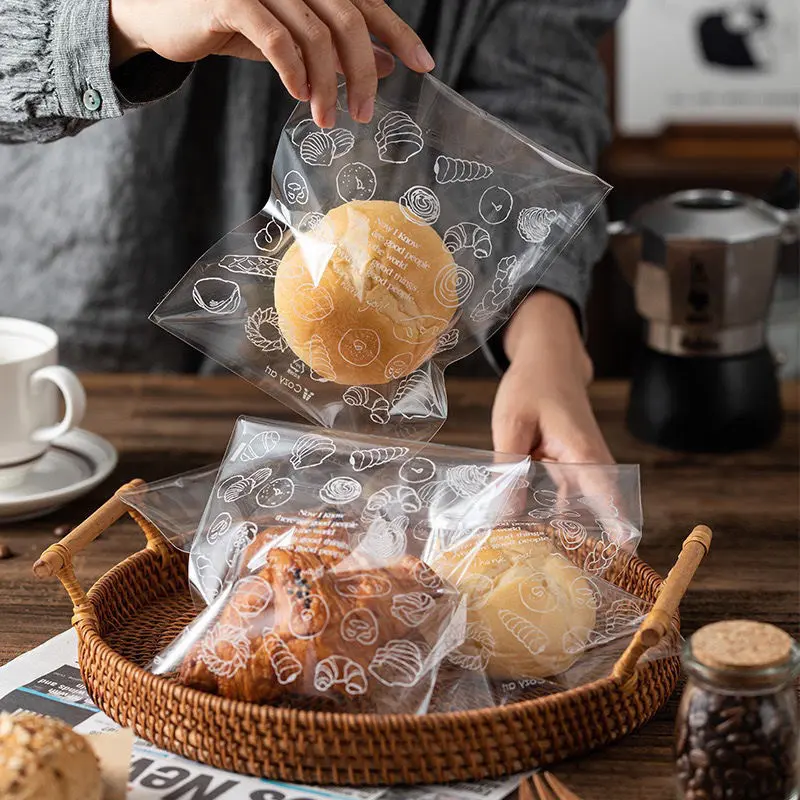 50PCS Food Grade Self Sealing Bakery Cookie Bags | Waterproof Bread & Biscuit Packaging Bags for Home Baking