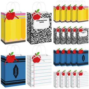 12/24 Pcs Teacher Appreciation Gift Bags Teacher Gift Bags Notebook Bags Paper Gift Bags Graduation Gift Bags with Ribbons Teacher Appreciation Week Back to School Thank You Gifts Goodie Bags Graduation Back to School Party Favors