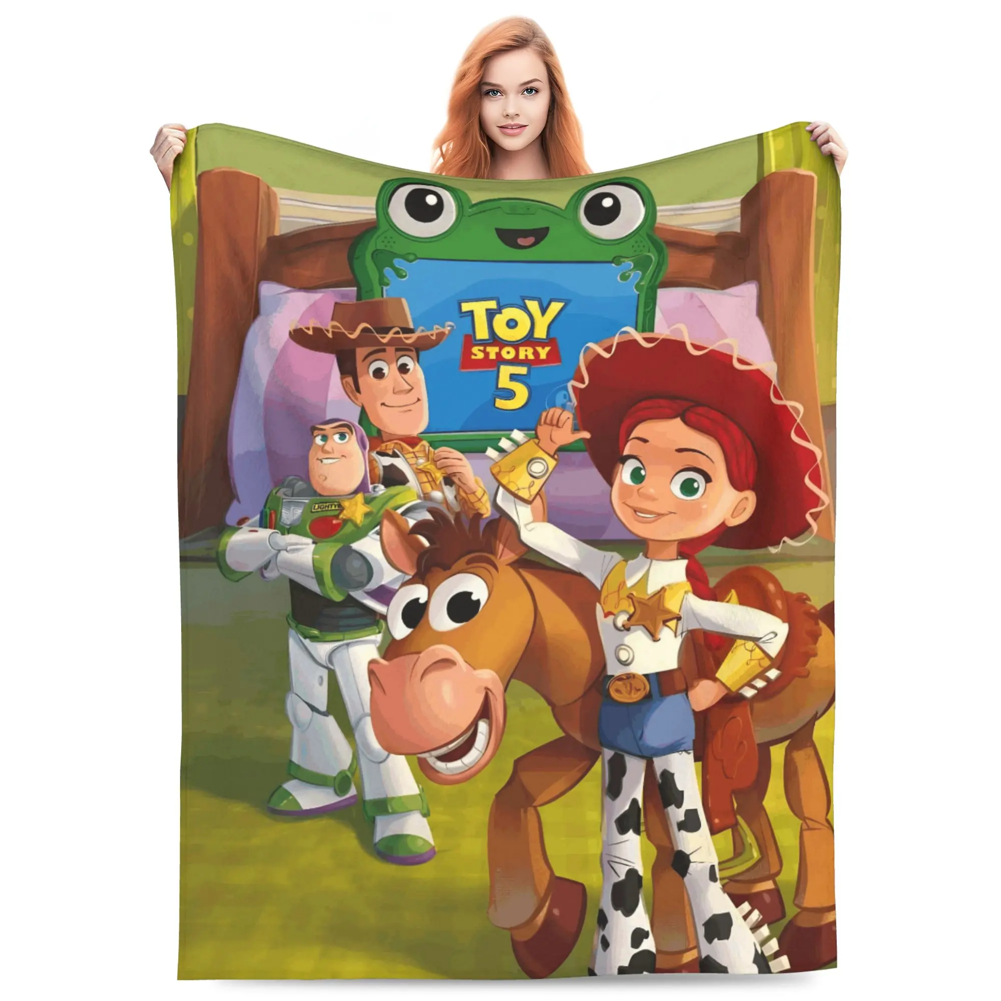 DISNEY CLASSIC Toy Story Main Characters Throw Blanket, Ultra Soft Flannel Fleece Blanket with Woody, Buzz Lightyear, Jessie & Bullseye, Cozy Lightweight Warm Blanket for Kids Adults, All Season Sofa