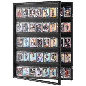 VEVOR 35 Graded Sports Card Display Case, TikTokShopBlackFriday, 24.3x30.5x2.1 in, Baseball Card Display Frame with 98% UV Protection Clear View PC Glass, Lockable Wall Cabinet for Football Basketball Hockey