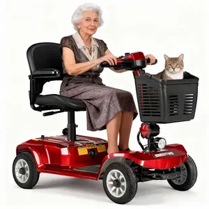 EOEOTWO 4-Wheel Foldable Mobility Scooter for Seniors - Ideal for Community Errands, Shopping & Leisure | 24V 12Ah Battery, 20km Range, 6km/h Max Speed | 250W Motor, 190kg Load Capacity, Wide Seat, Built-in Lights & Storage Basket