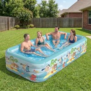D4457886973Thickened, ultrahigh74x51.57x26.77inch foldable inflatable swimming pool suitable for backyard garden camping. Large outdoor water recreation equipment. Summer water party paradise. Portable design for easy storage.