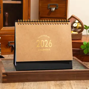 Desk Calendar 2026, Standing Flip Desktop Calendar, Metal Ring Twin-Wire Binding, Monthly Calendar with Stickers, Home Office School Use, Spiral Bound Planner, Office Stationery Supplies