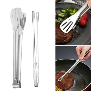 304 Stainless Steel BBQ Tongs Set, 2 Pack Long Heat Resistant Grill Tongs, Non-Slip Food Clips, Dishwasher Safe Multi-Purpose Cooking Utensils for Barbecue, Camping, Picnic, Kitchen