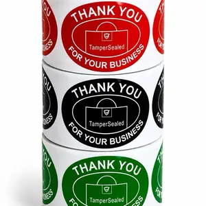 Tamper Sealed - Thank You for Your Business Round Paper Stickers(2"x 3" inch, 500PCS) for Food Containers (Green Roll)