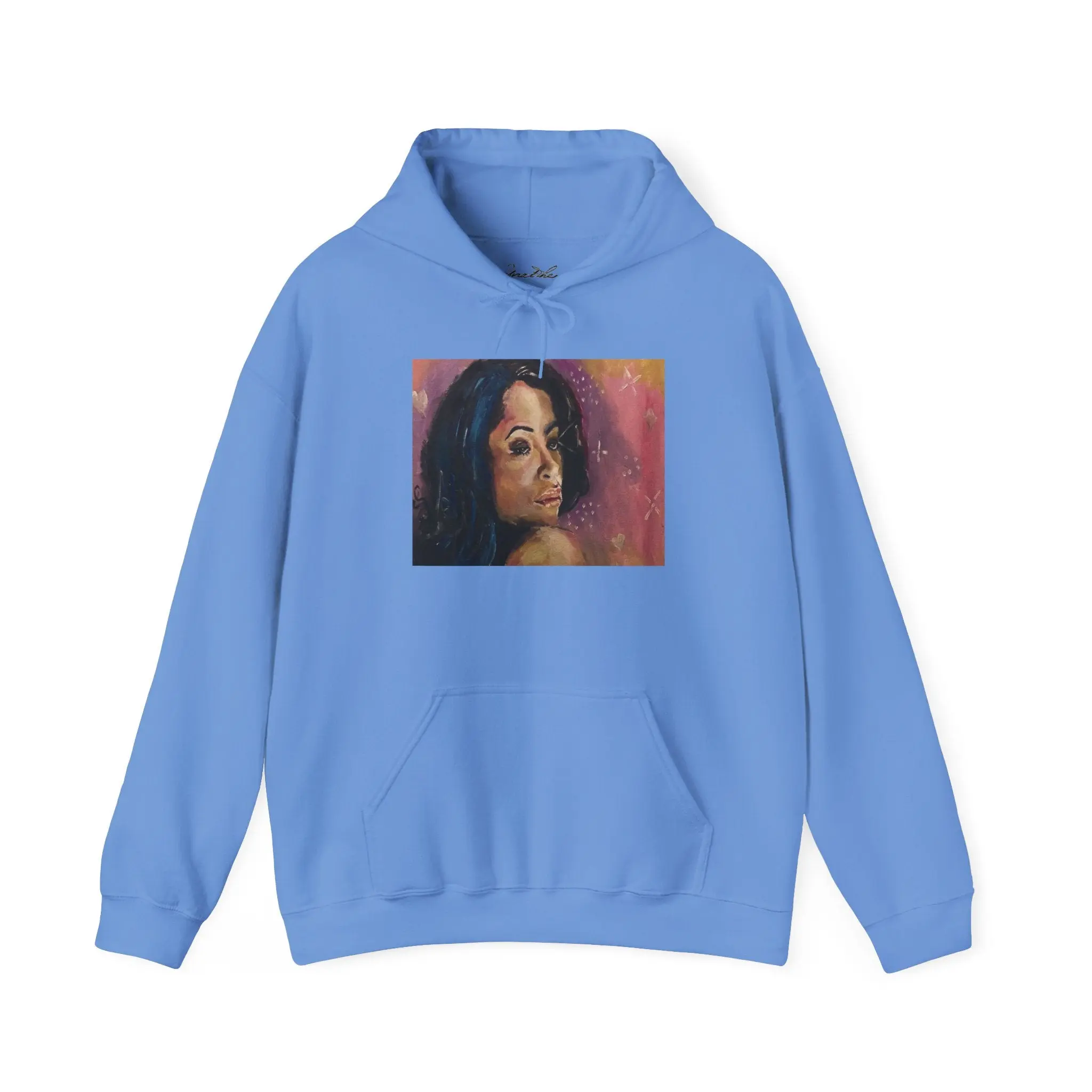 Aaliyah Hoodie - Original Artwork Fitted Long Sleeve Autumn Sweatshirt with Adjustable Drawstring & Figure Pattern