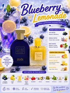 (2pc Blueberry Lemonade Bundle) Berry Musk by Zenia + Lemon Soda by OriArome EDP Spray, 3.4oz