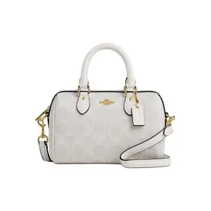 COACH Rowan 18 Small Crossbody Shoulder Handbag for Women, Classic Monogram PVC, White