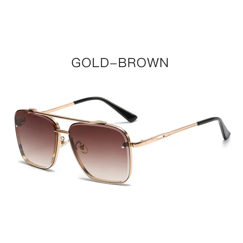 New Arrival Unisex Metal Frame Sunglasses - Double Rim Cut Edge, Gradient Lenses, Tangle-Free, UV Protection Outdoor Fashion Sun Shades