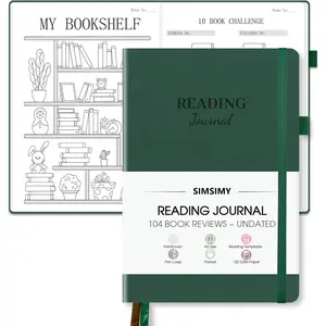 Reading Journal with 104 Book Reviews, Book Journal for Books Lovers & Readers - Review and Track Your Reading Progress, Reading Log Notebook Gift, A5, Dark Green