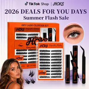 HOKS  Waterproof DIY Lash Extension Kit | Long Lasting Cluster Lashes | Natural Wispy Look | Lightweight | Easy to Apply | Home & Outdoor Wear