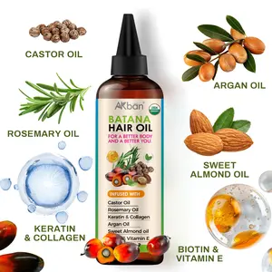 AKban Batana Hair Oil Infused with Castor Oil & Keratin for Stronger Thicker Hair Care 4FL.OZ 120ML Lightweight Blend Hairgrowthoil  Haircare with Rosemary & Biotin
