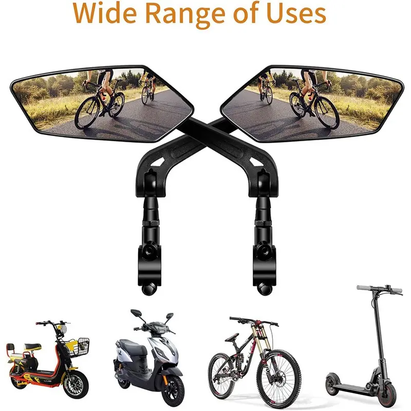 Bike Mirrors 2-Pack, HD Glass Anti-Scratch Wide-Angle Lenses with 360° Rotation for Adults, Universal Handlebar Mount for Mountain, Road, E-Bikes & Cruisers, Cycling Safety Accessories, Cool Bike Gear