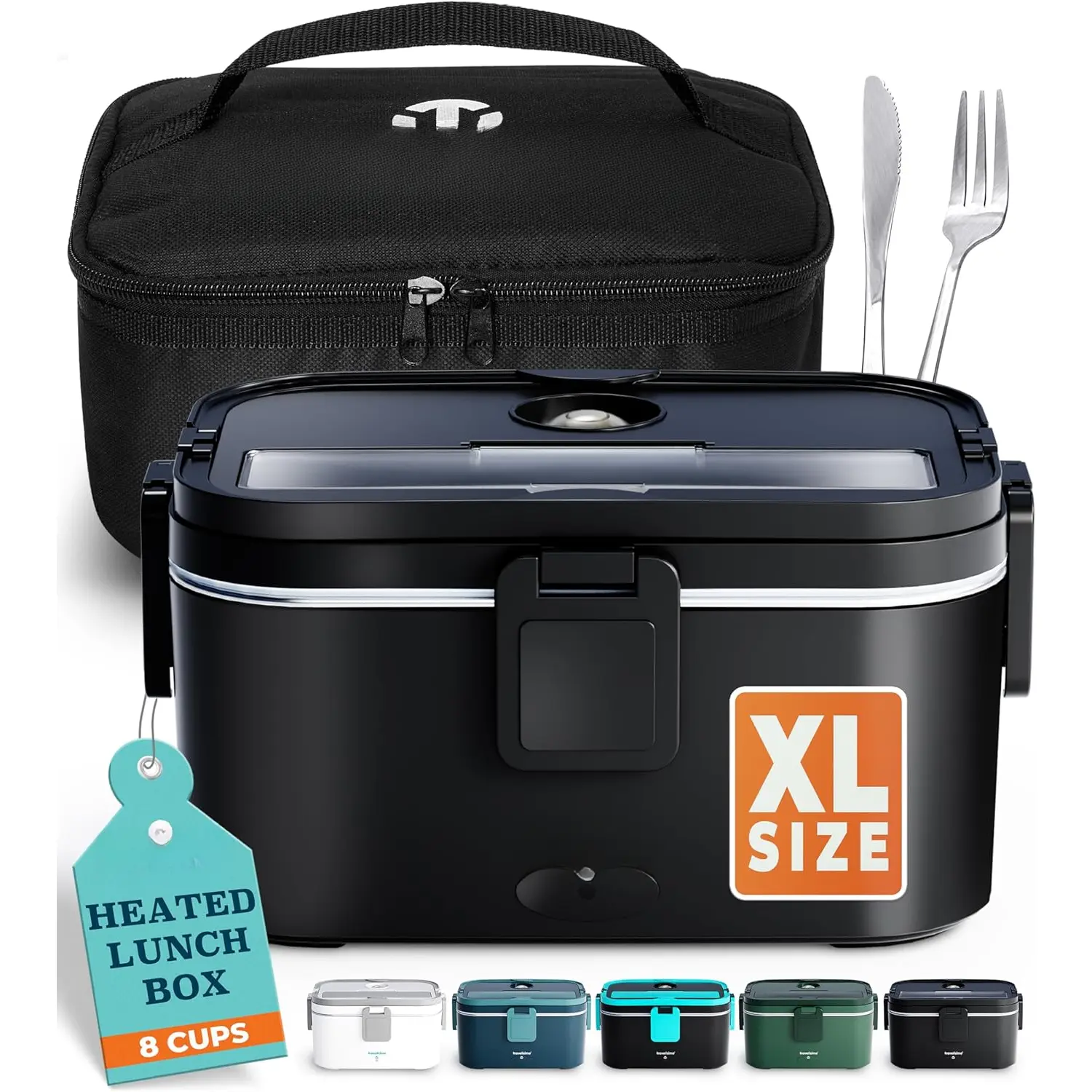 Extra-Large Electric Lunch Box for Adults Holds up to 8 Cups - 80W Heated Lunch Box 1.8L Portable  Warmer, Heatable Lunchbox for  , Work - Loncheras para Hombres de Trabajo