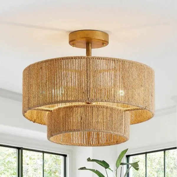 Parrot Uncle 3-Light Traditional Farmhouse Wabi-Sabi Flush Mount Light Decorative Lamp  Home Decor Light Cozy Indoor Lighting Decorative Ambient Lamp
