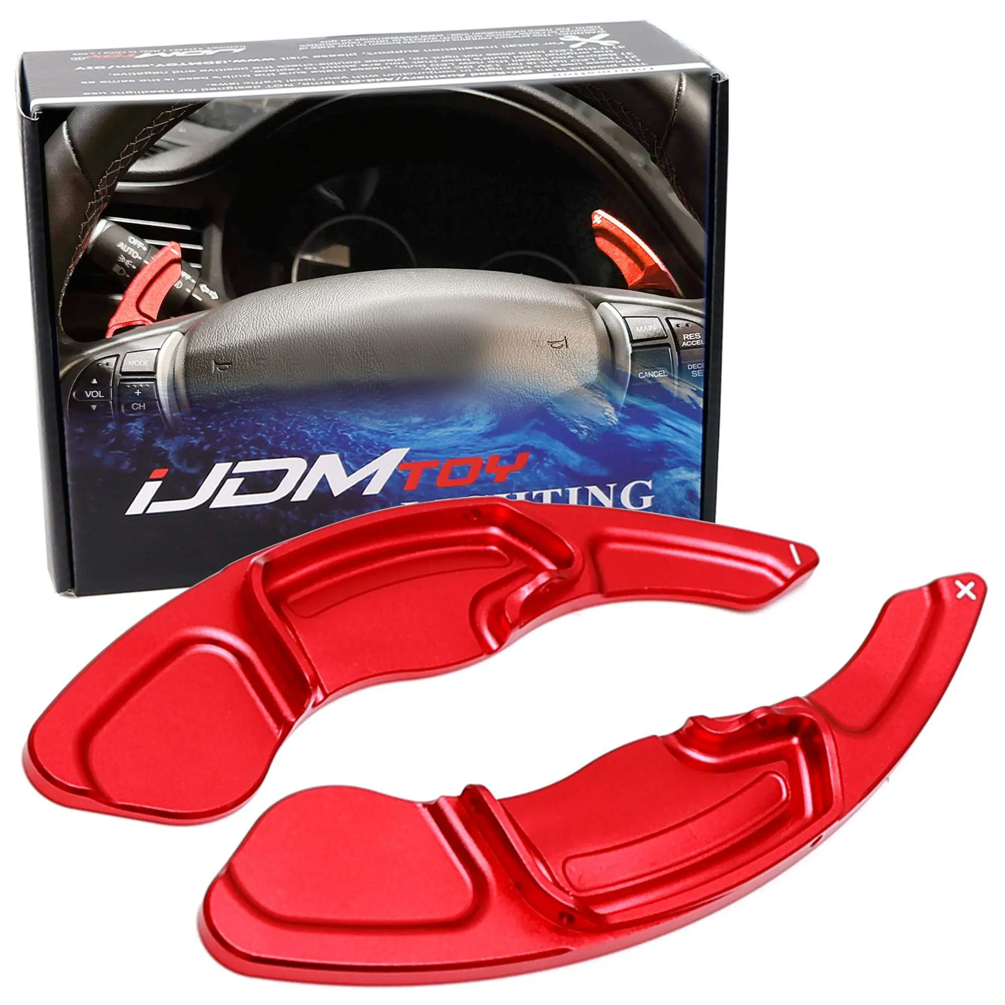 iJDMTOY Sports Red A-Spec Style Aluminum Larger Paddle Shifter Extension For Acura 2013-17 MDX, 2013-22 ILX, 2013-16 RDX, 2015-20 TLX, 2009-14 TSX