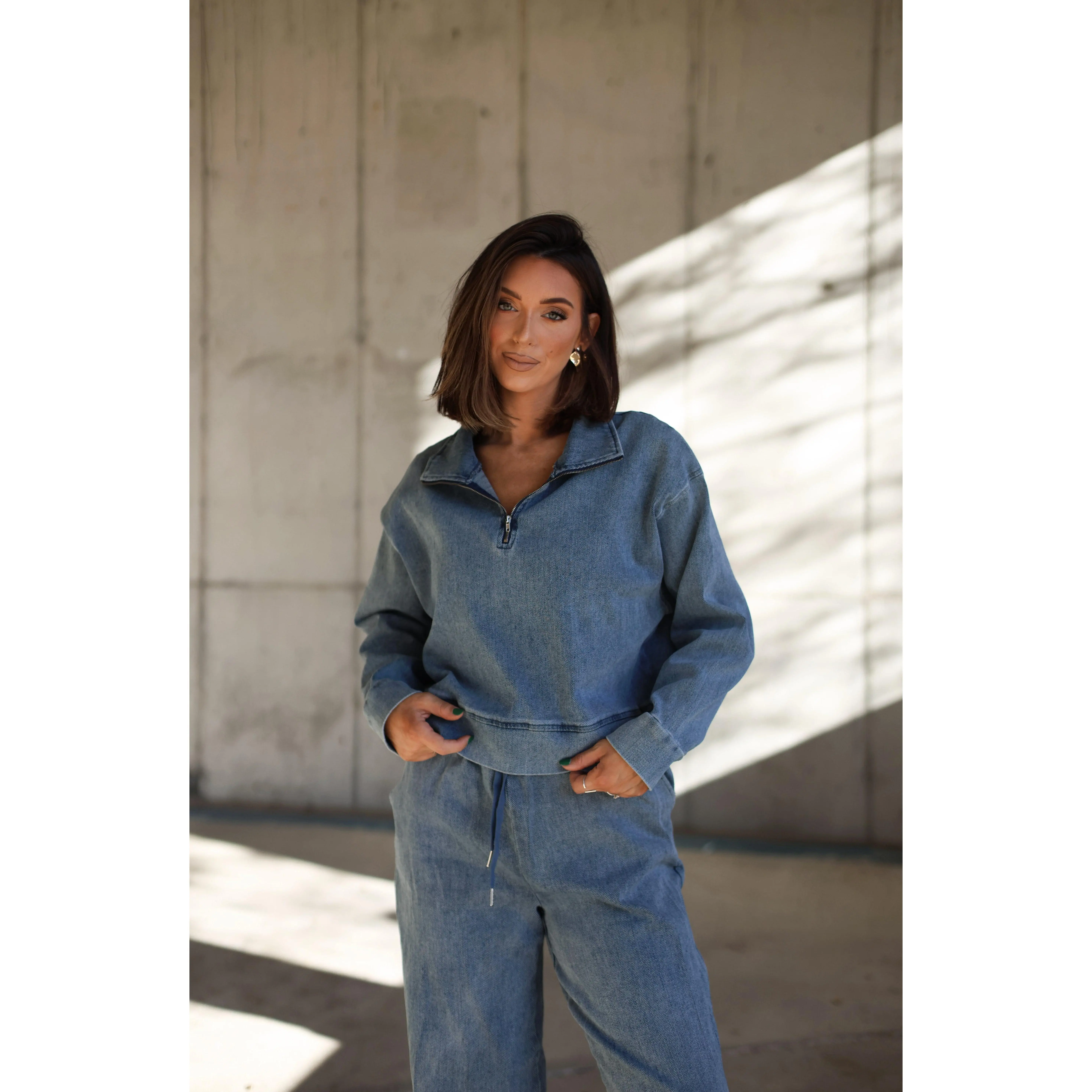 Dressed Down Denim Zip Up