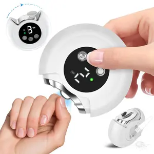 2 in 1 Electric Nail Clipper with Light, Portable Automatic Nail File, Rechargeable Nail Polisher, Manicure & Pedicure Tool for Home & Outdoor Travel, Nail Clippers