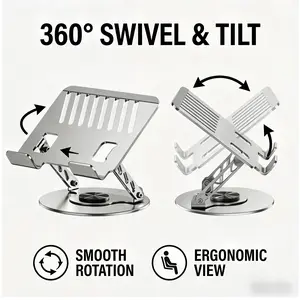 Portable 360° Rotating Carbon Steel Laptop Stand Heavy-Duty Adjustable Height Computer Riser with Heat Dissipation Sturdy Ergonomic Holder for 10-17.3 Inch Laptops Ideal for Home Office Travel & Gaming