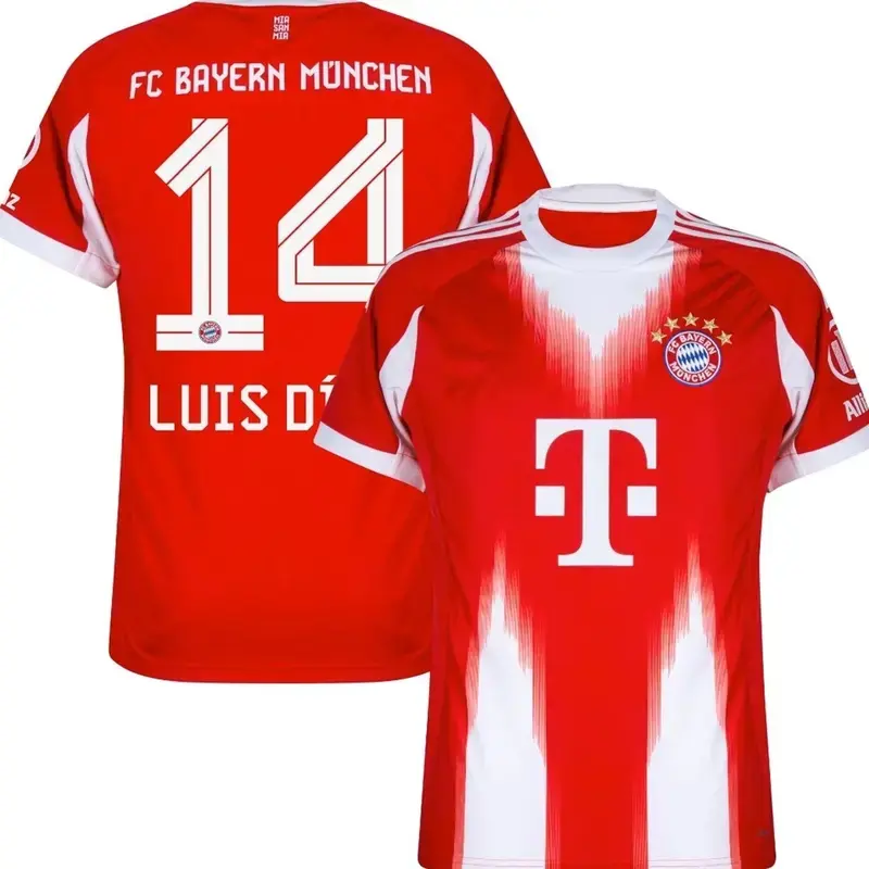 Bayern Munich #14 Luis Home/Away Jersey 2025/26 – Unisex Red Bundesliga Replica Soccer Shirt, Football Fan Match Day Top