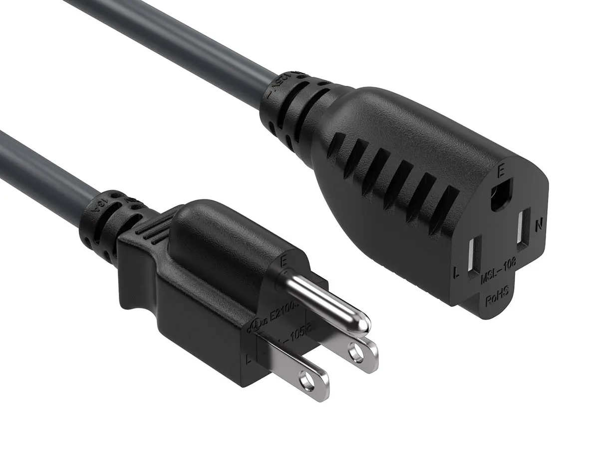 6ft NEMA 5-15P to 5-15R Outlet Saver Power Extension Cord, 16AWG, 13A, 125V