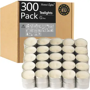 Unscented White Tealight Candles-300 Packs, 6 to 7 Hour Burn Time Smokeless Tea Light Candles, Mini Votive Paraffin Candles with Cotton Wicks For Shabbat,Weddings,Christmas