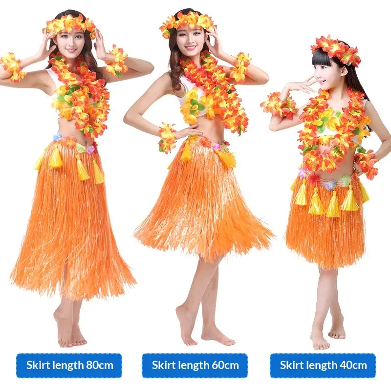 Kids' Hawaiian Hula Skirt - Eco-Friendly Plastic Costume, 30-80cm Skirt Length Festive Party Performance Prop for Kindergarten Dance Show, Children's Day Festive Supplies