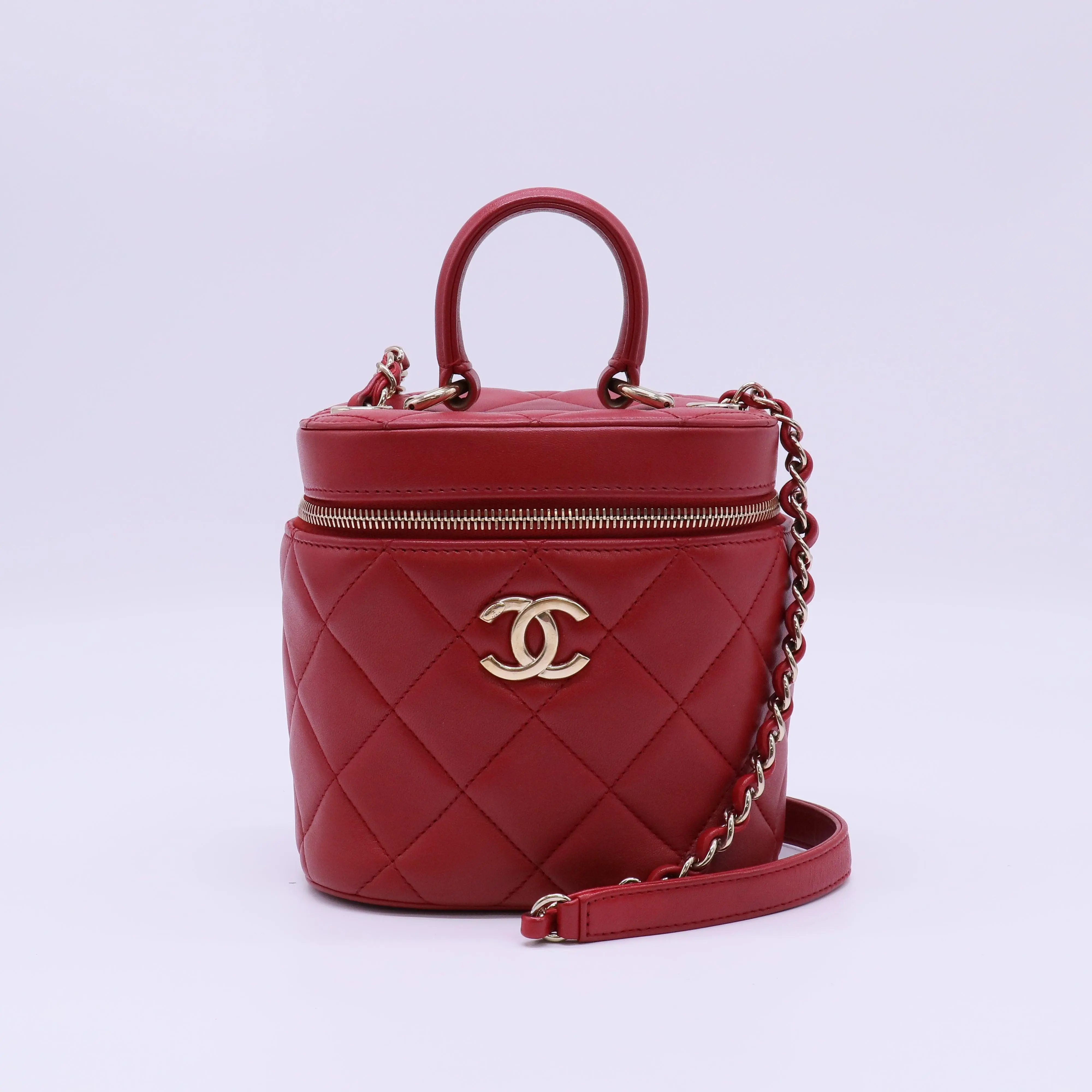 Pre-owned CHANEL Leather Top Handle Bags Small Vanity Case with Top Handle B22576