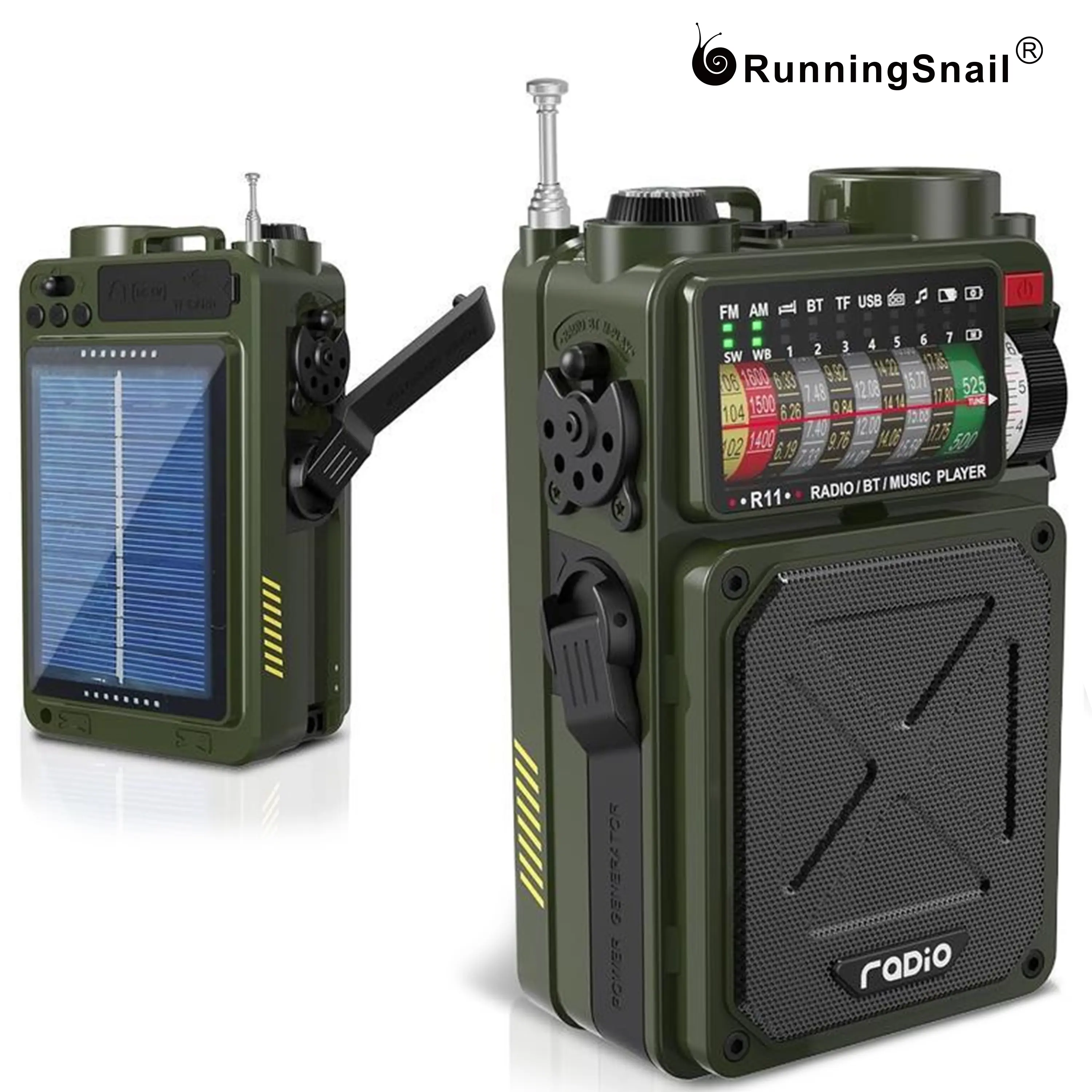4000mAh NOAA Weather Emergency Radio, AM/FM/WB/SW, Bluetooth, Flashlight, SOS & Solar Power for Hurricane Preparedness & Outdoor Survival Springtok Audio Portable winter storm