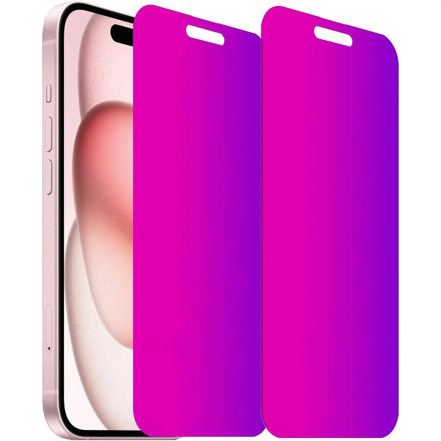 2-Pack Anti-Blue Tempered Glass Anti-Spy Screen Protector Film, Electroplated Gradient Color, for 6.1 inch Smartphone/Cellphone Handheld Devices (Mobile Phone Accessories), For Iphone 15 / Iphone 16